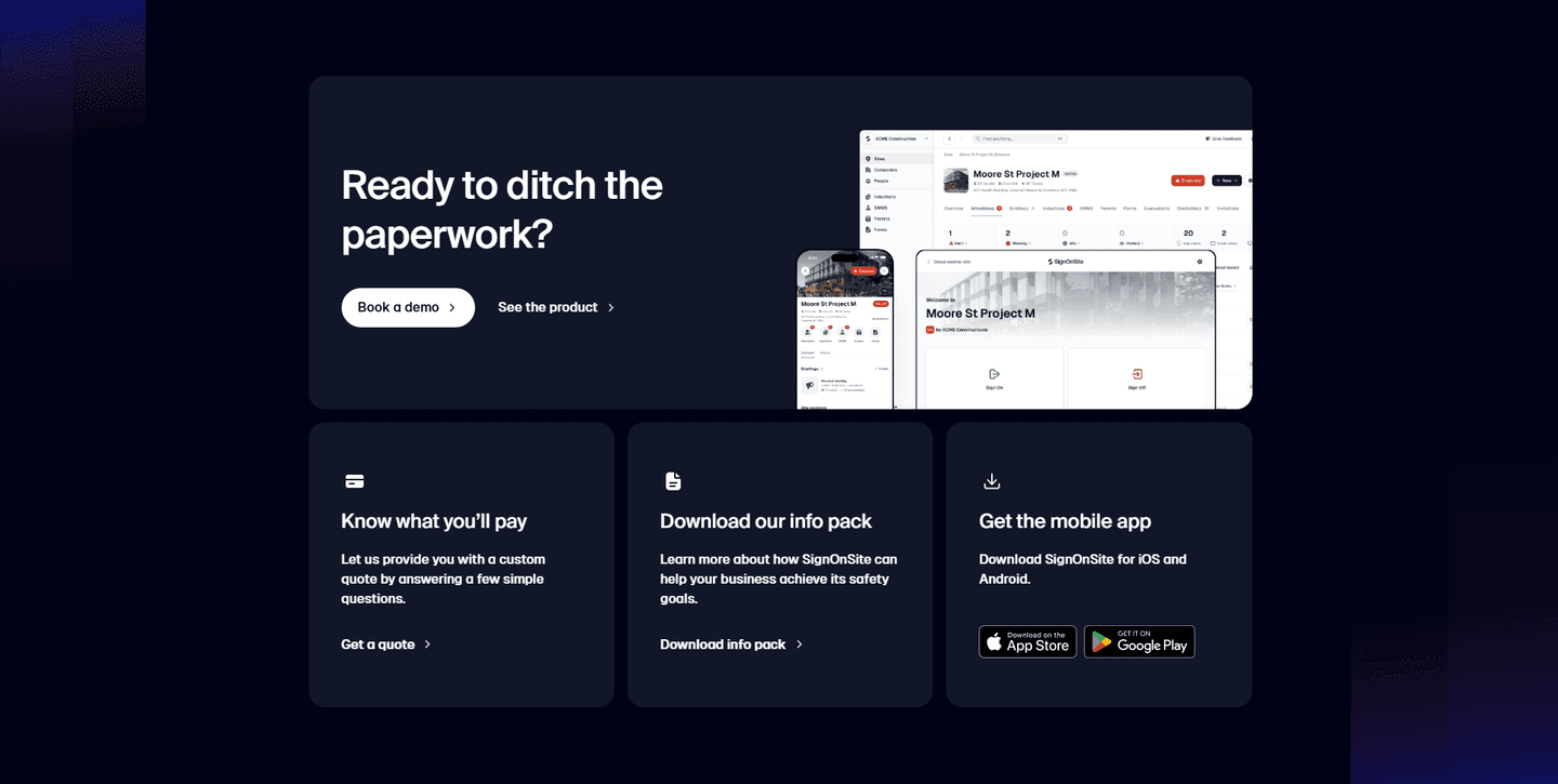 SignOnSite Cta