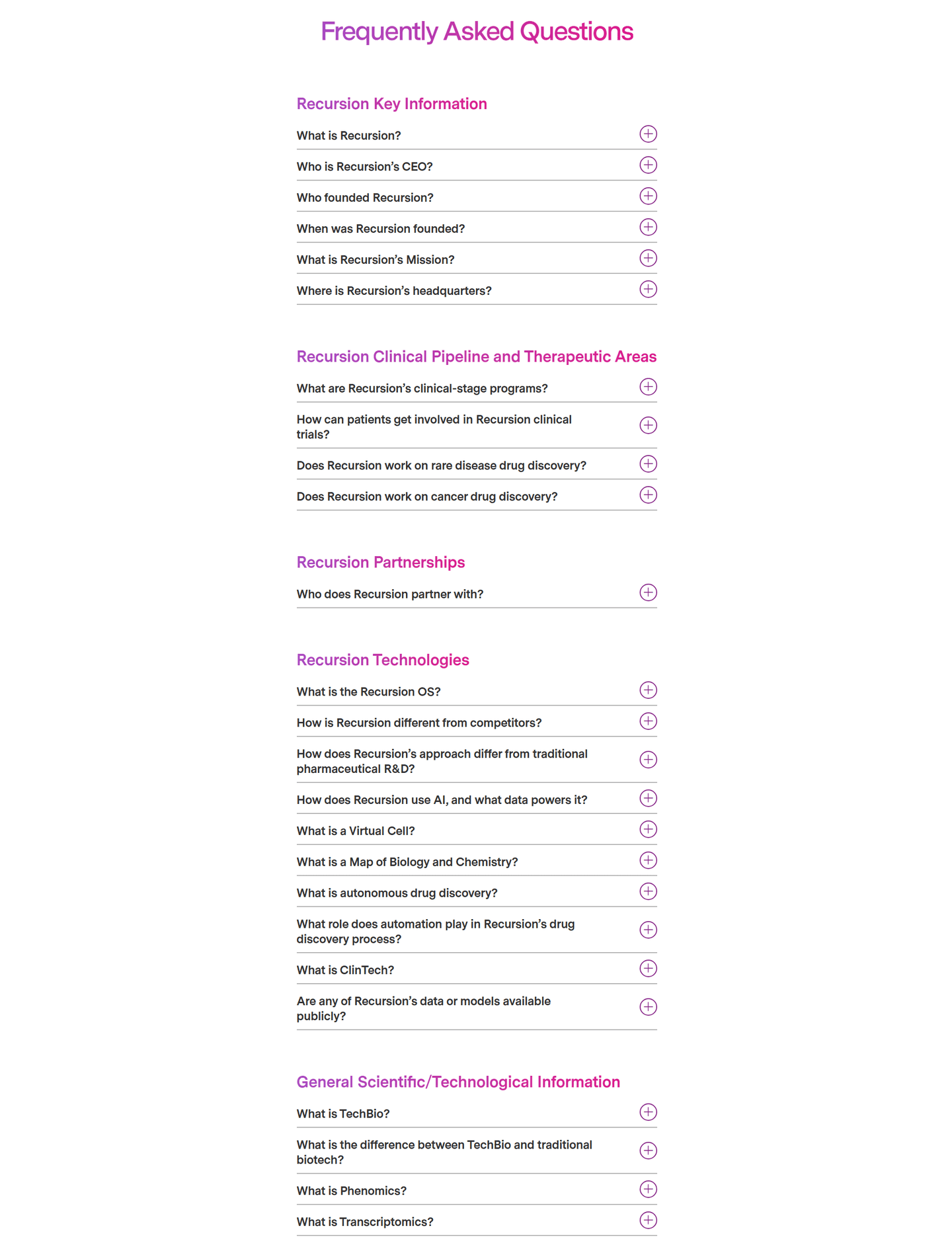 Recursion Faq