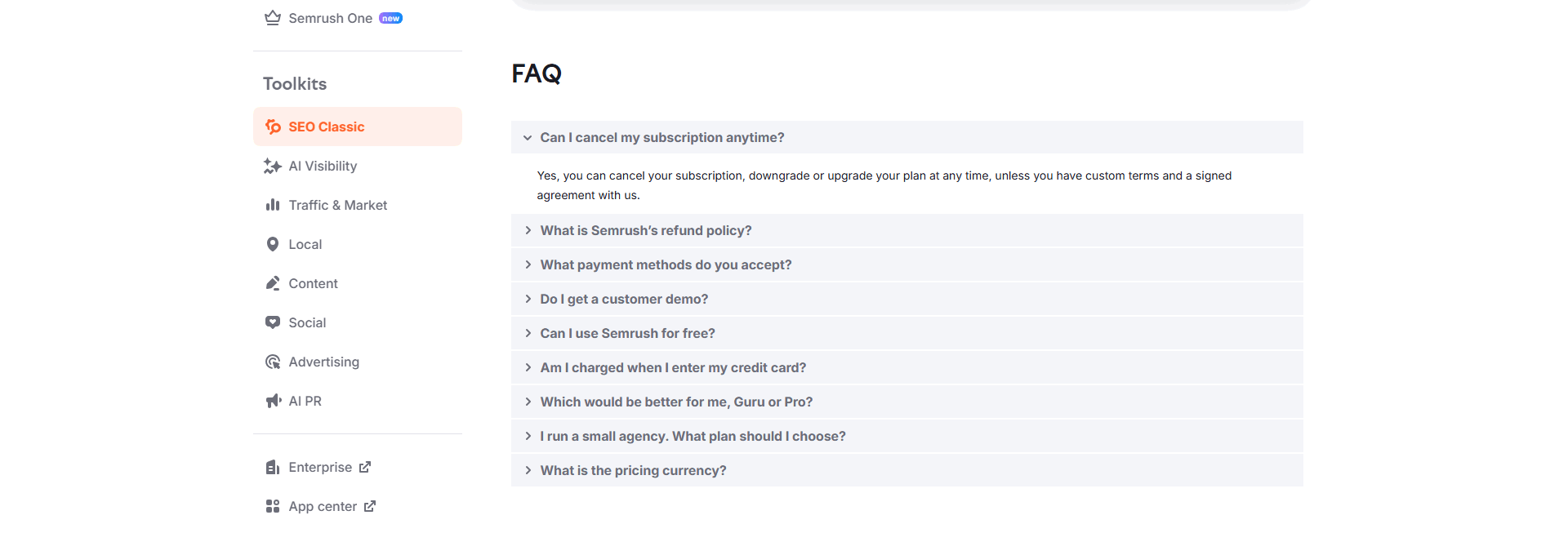SEMrush Faq