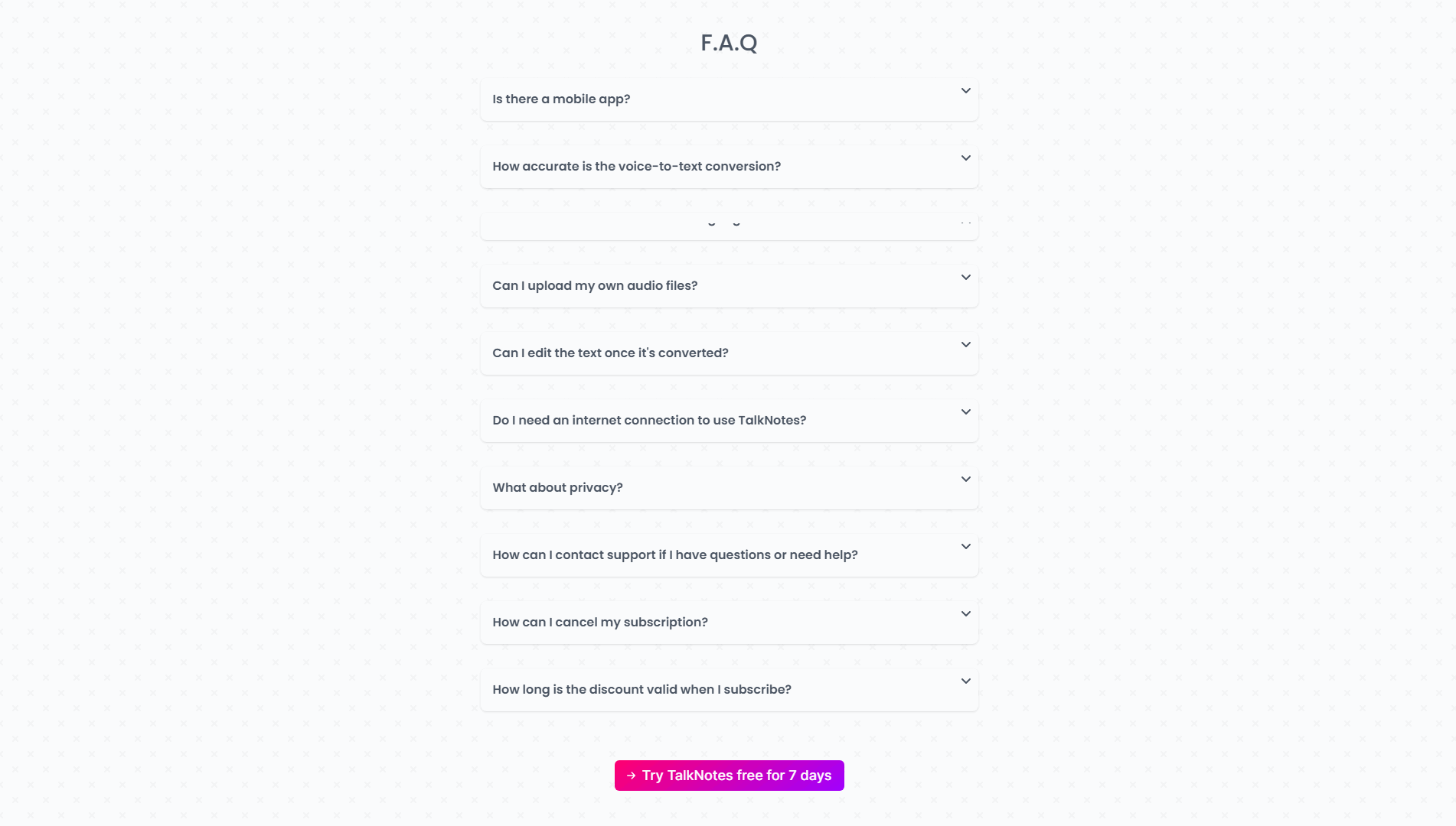 Talknotes Faq