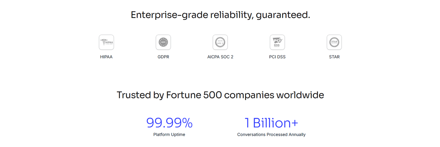 Best-in-class trust section example — Plivo