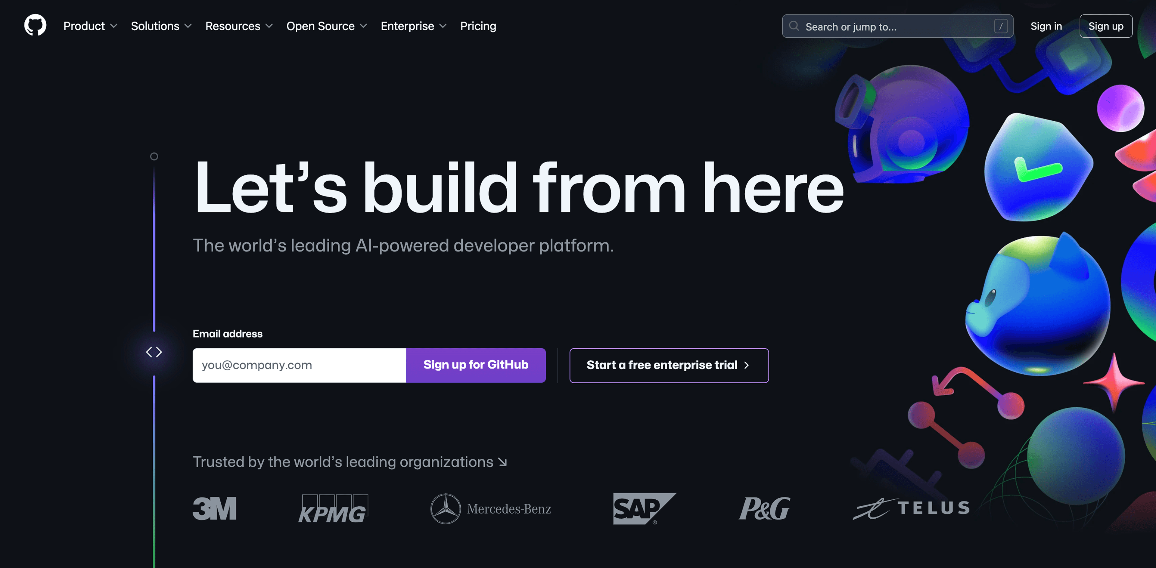 GitHub landing page hero section