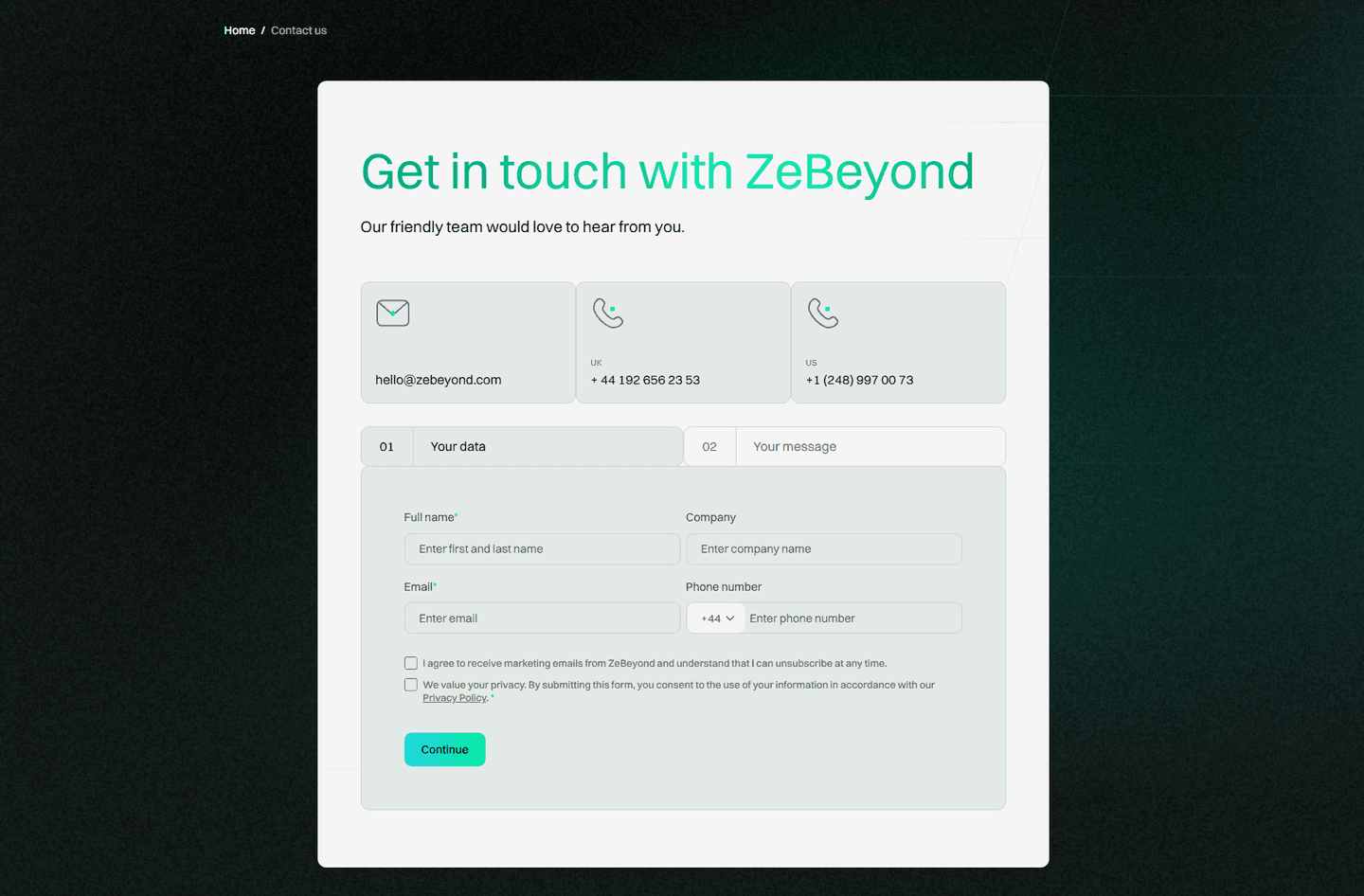 ZeBeyond Contact