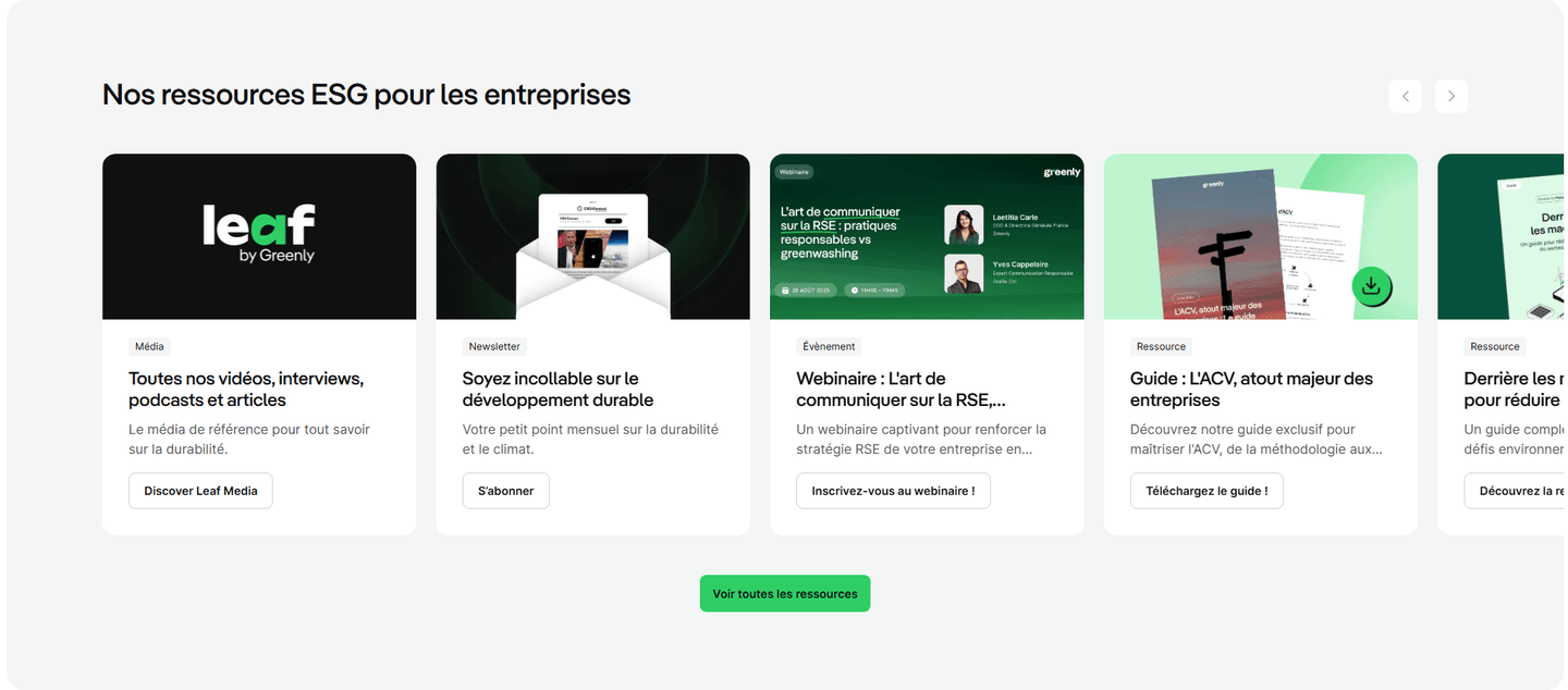 Resources section example from Greenly
