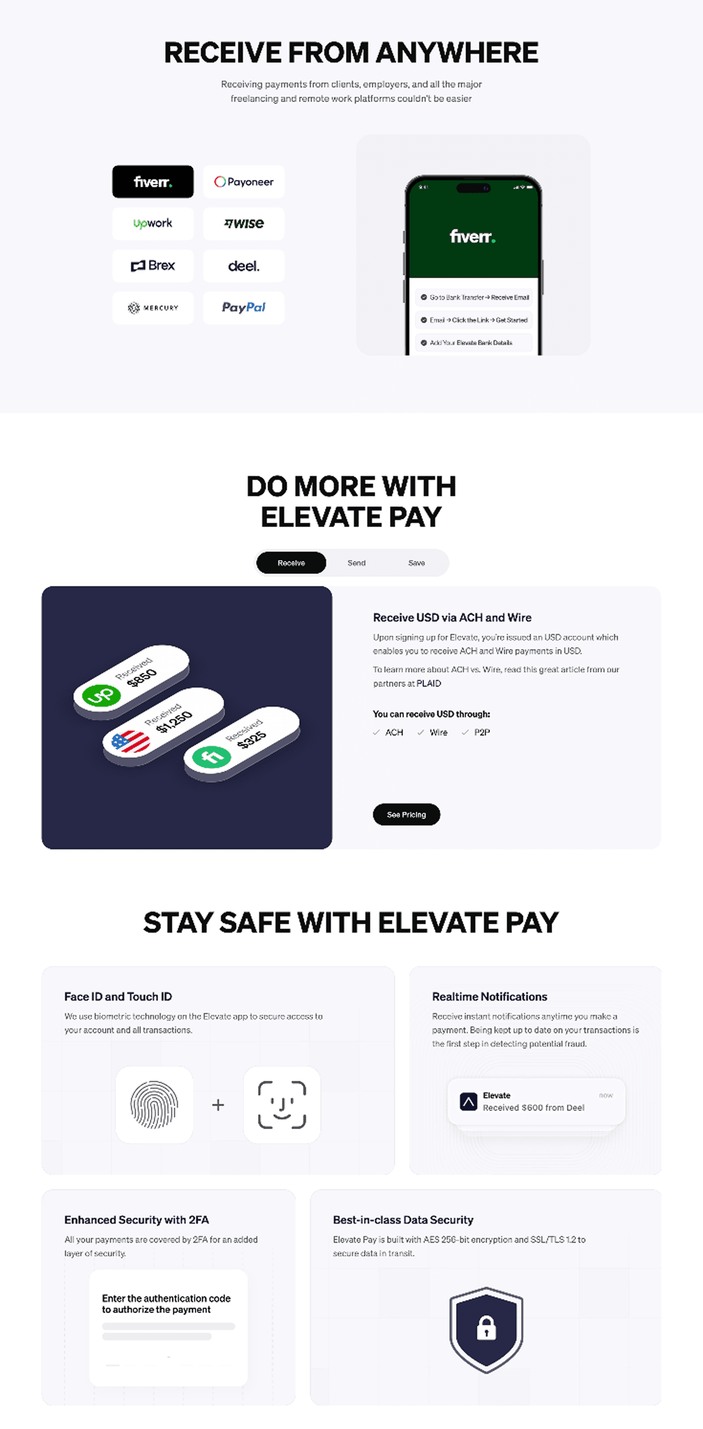 Elevate Pay Features