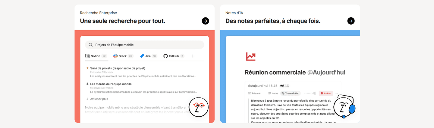 Features section example from Notion