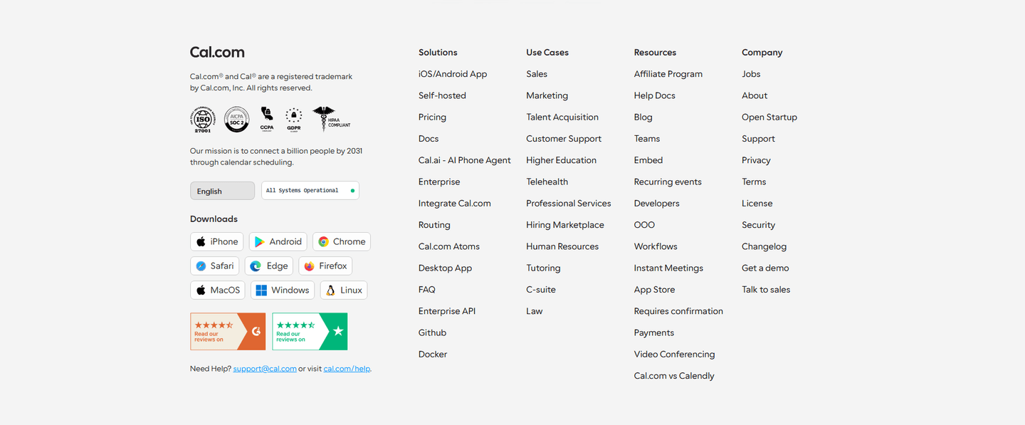 Cal.com Footer