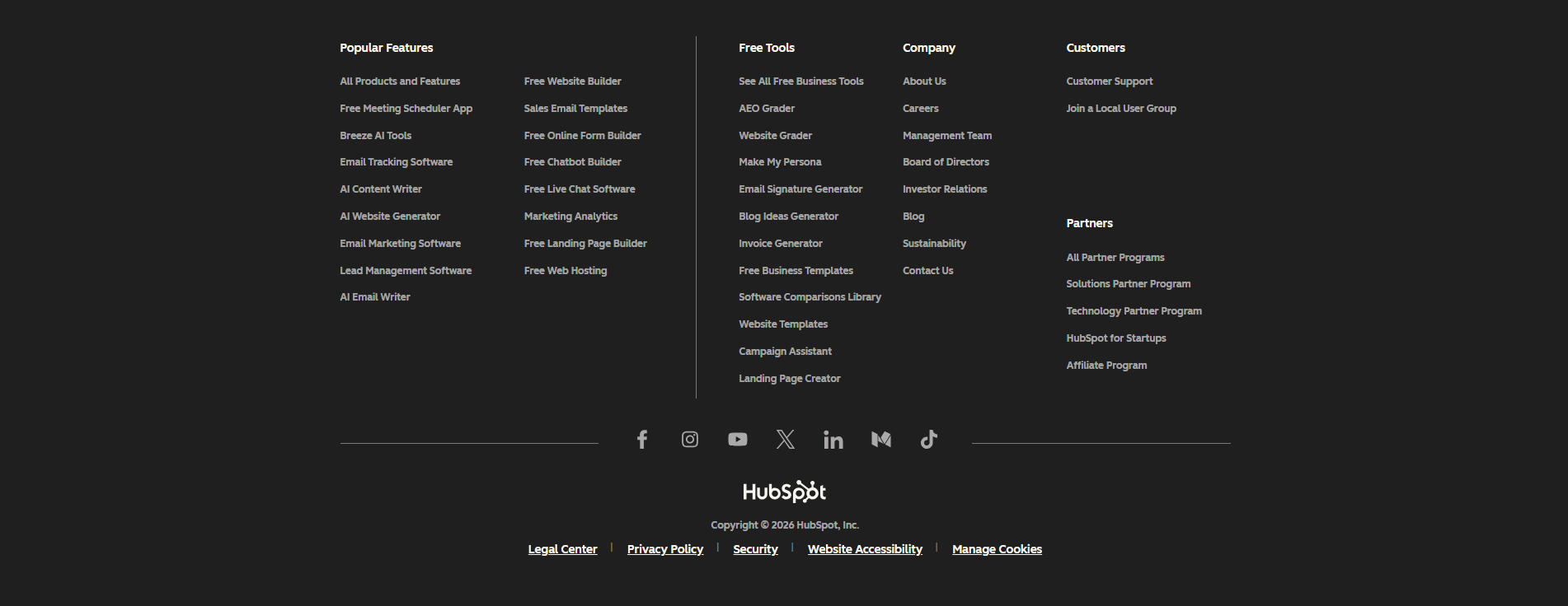 HubSpot Footer