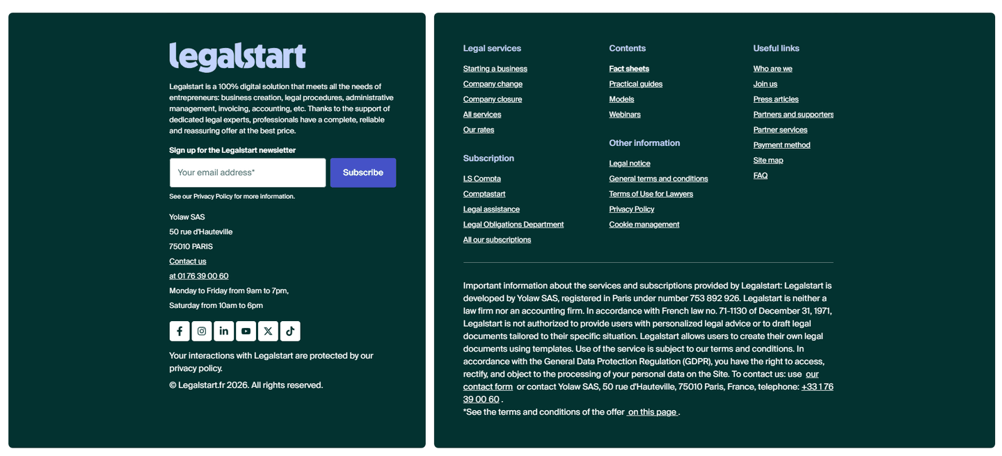 Legalstart Footer