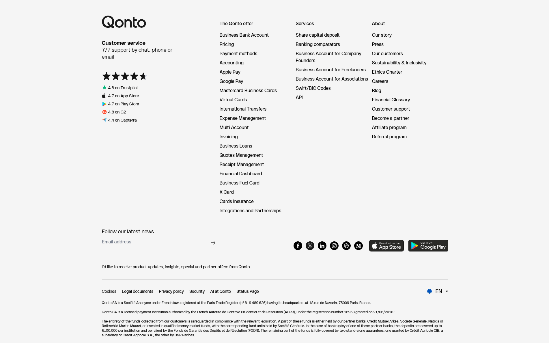 Qonto Footer