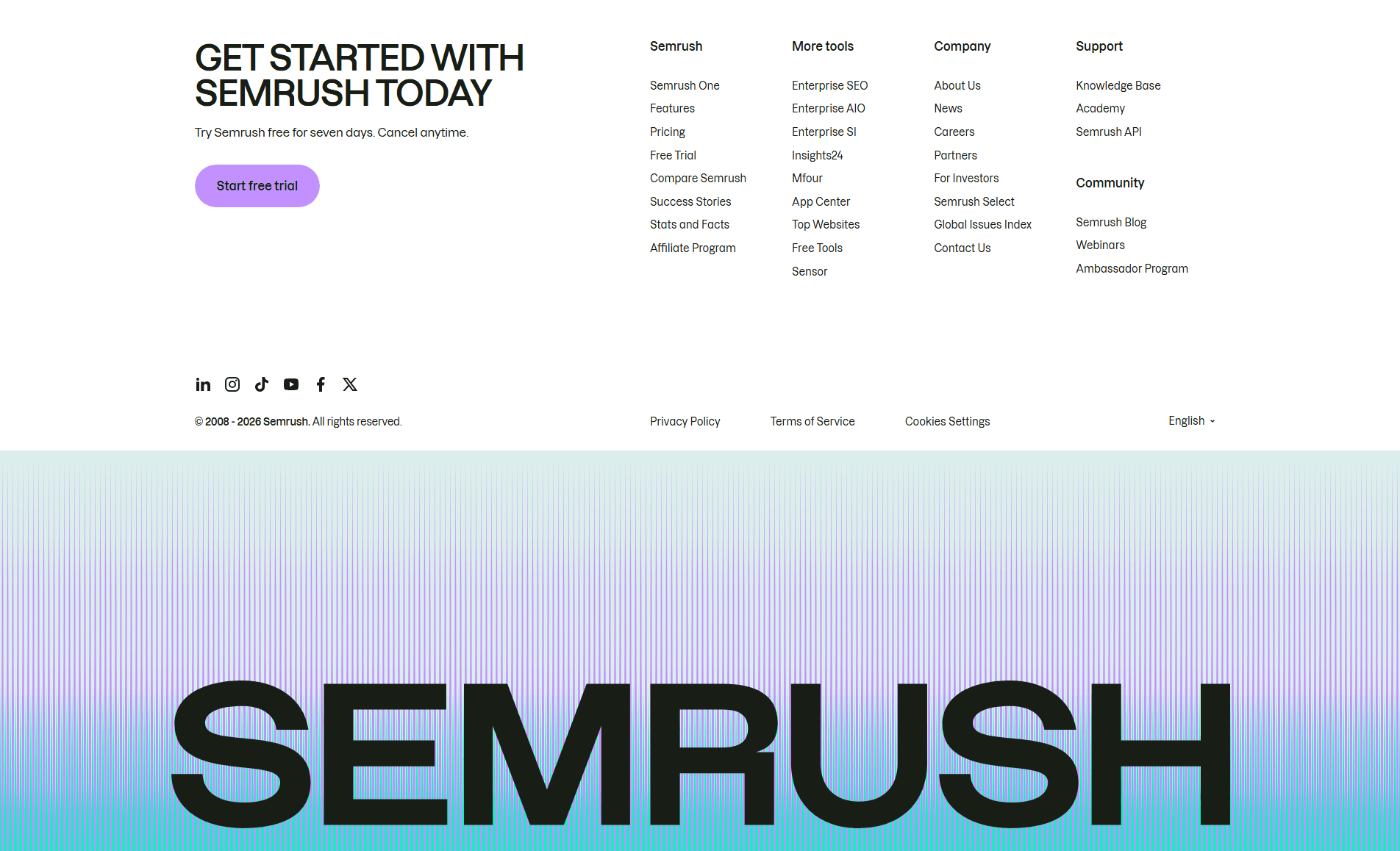 SEMrush Footer