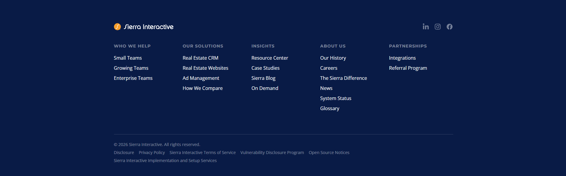 Sierra Interactive Footer