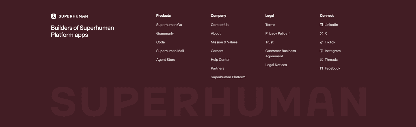 Superhuman Footer