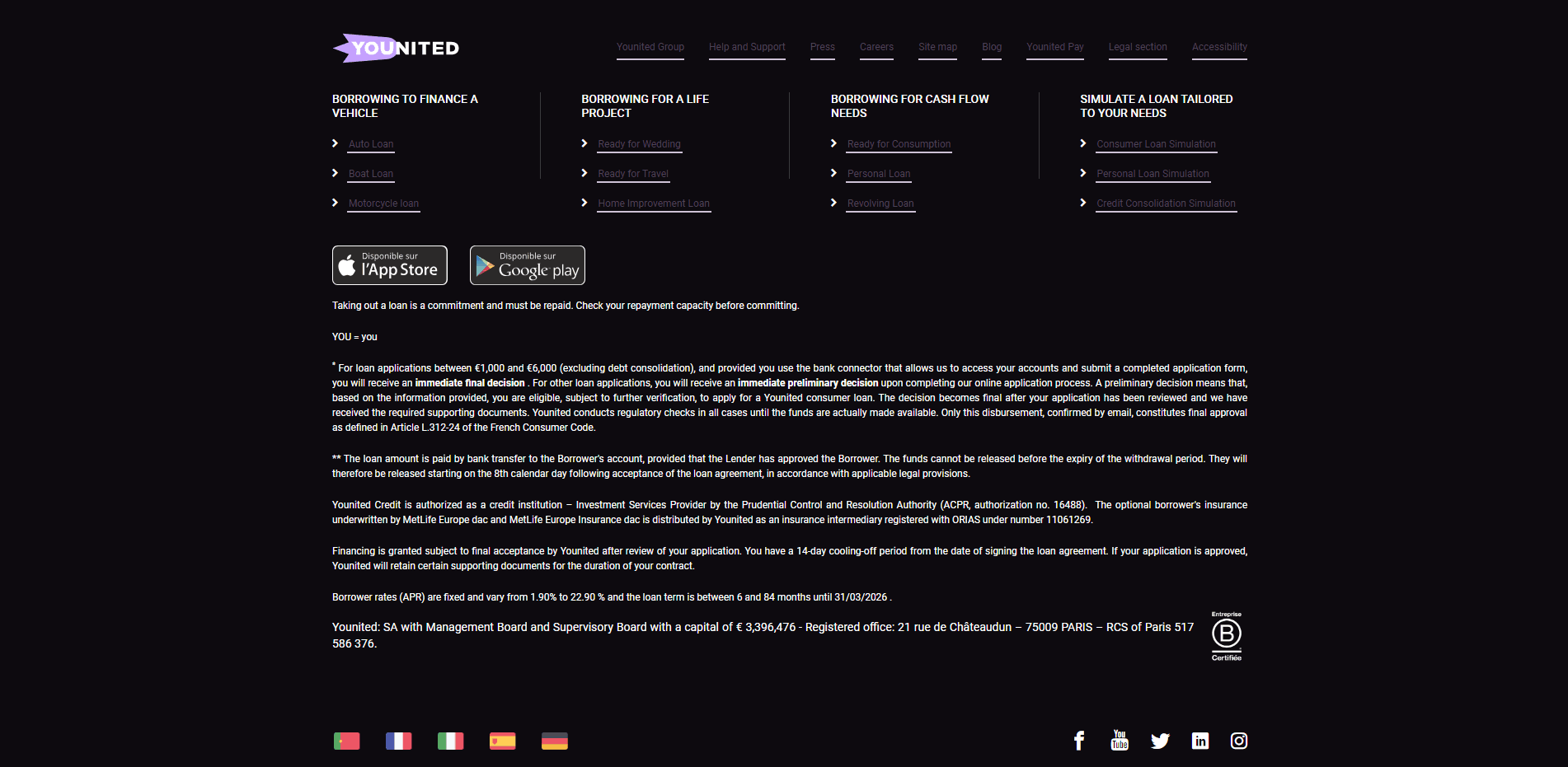 Younited Credit Footer