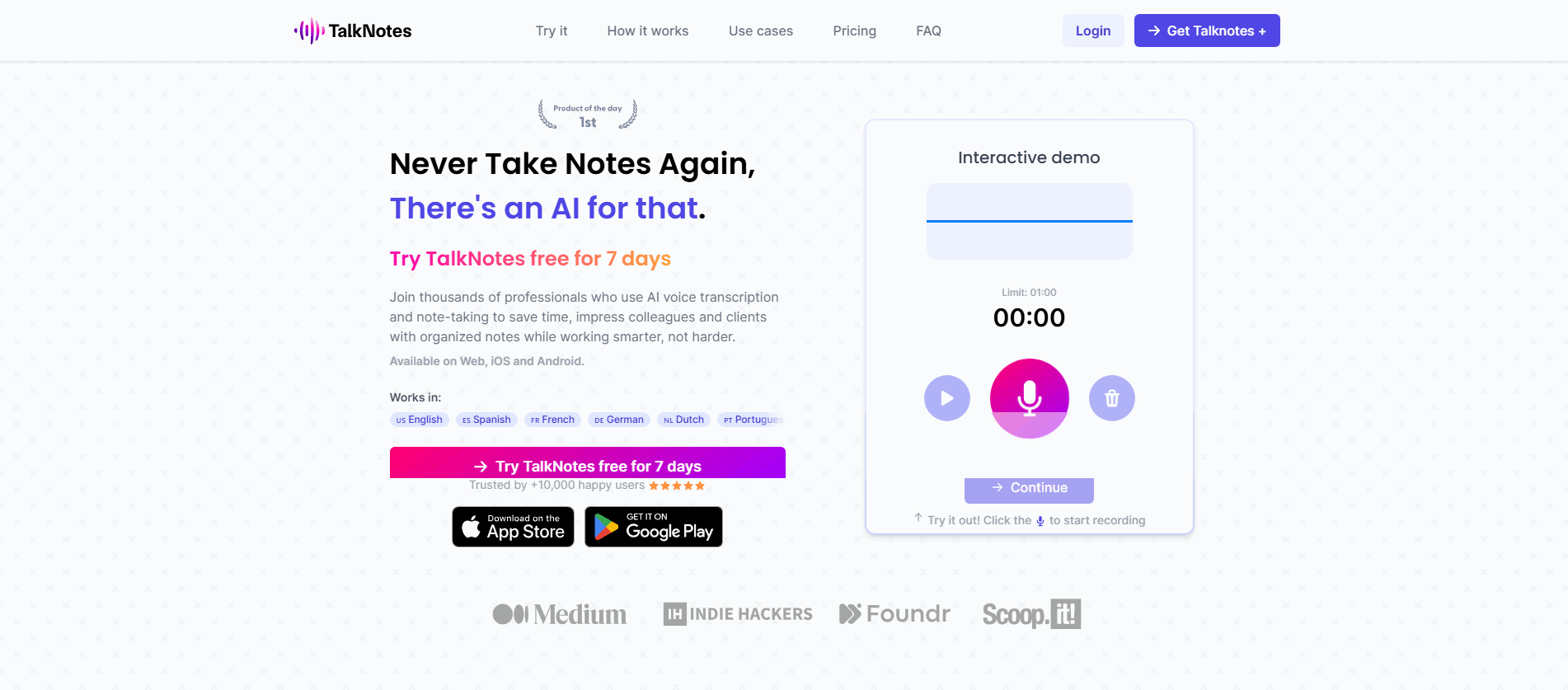 Talknotes Hero