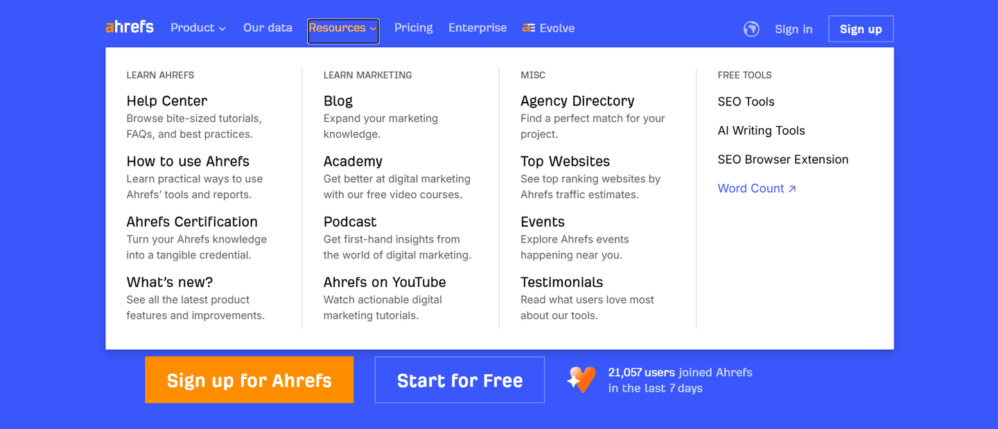 Ahrefs Navbar