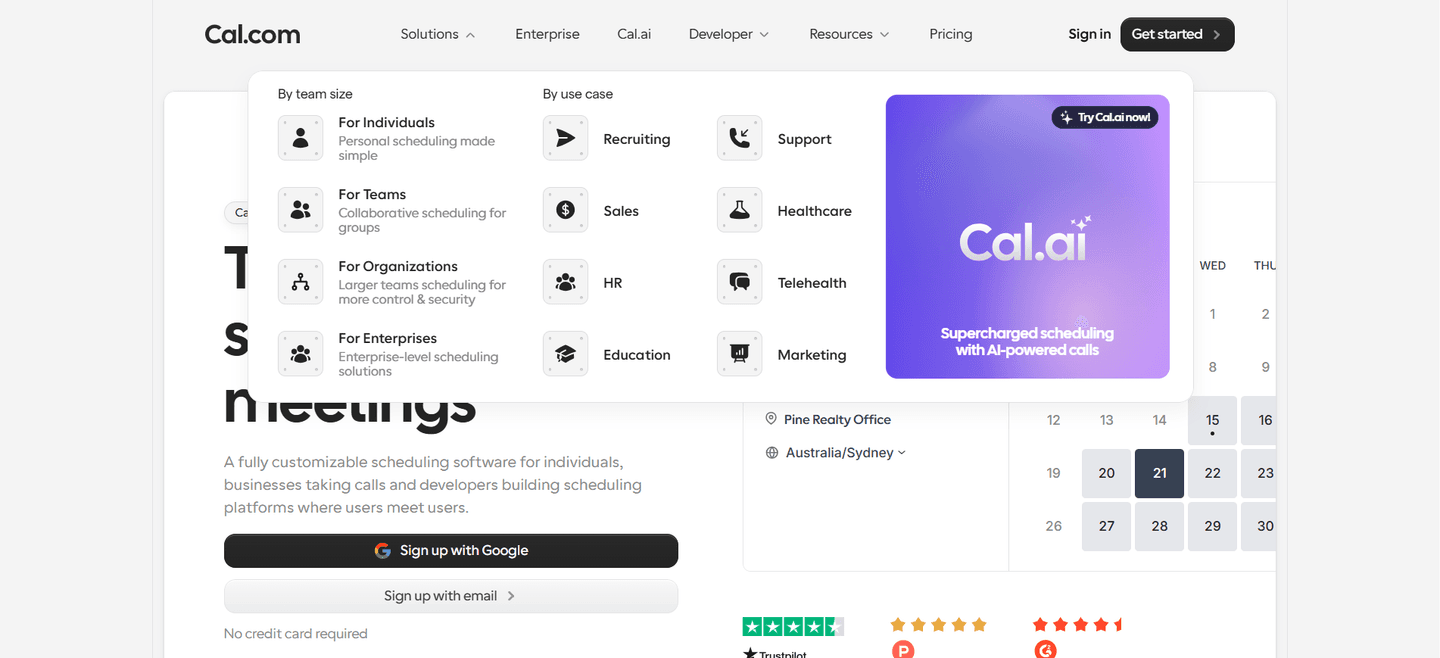 Cal.com Navbar