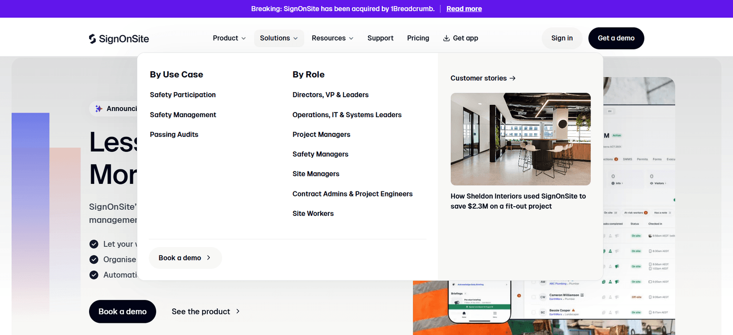 SignOnSite Navbar