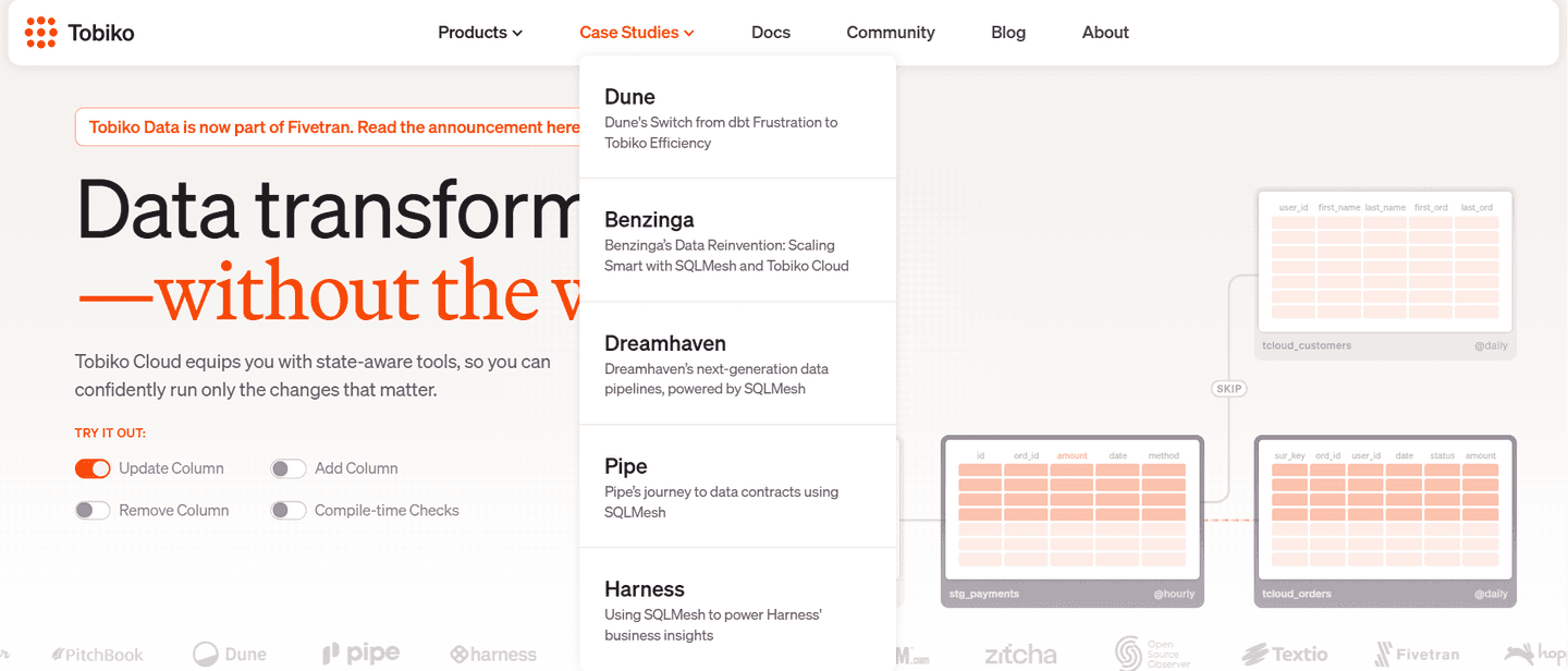Tobiko Cloud Navbar