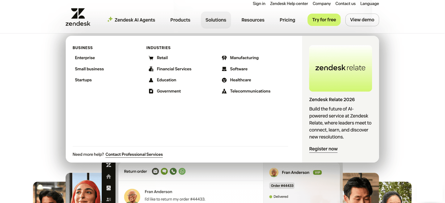 Zendesk Navbar
