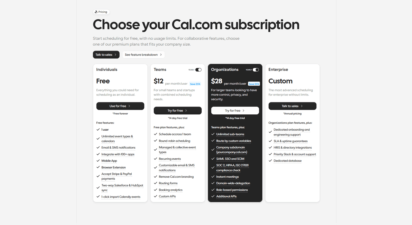 Cal.com Pricing