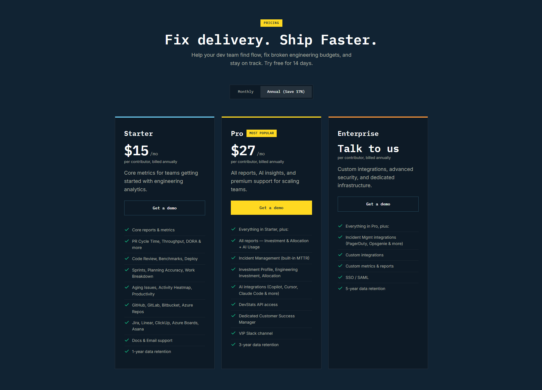 DevStats Pricing