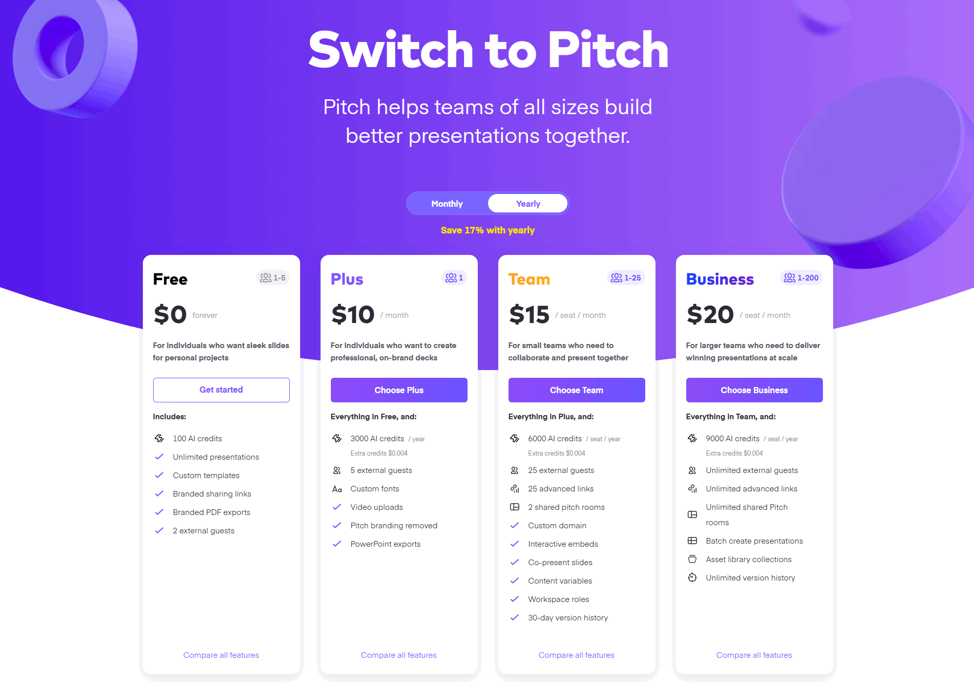 Pitch Pricing
