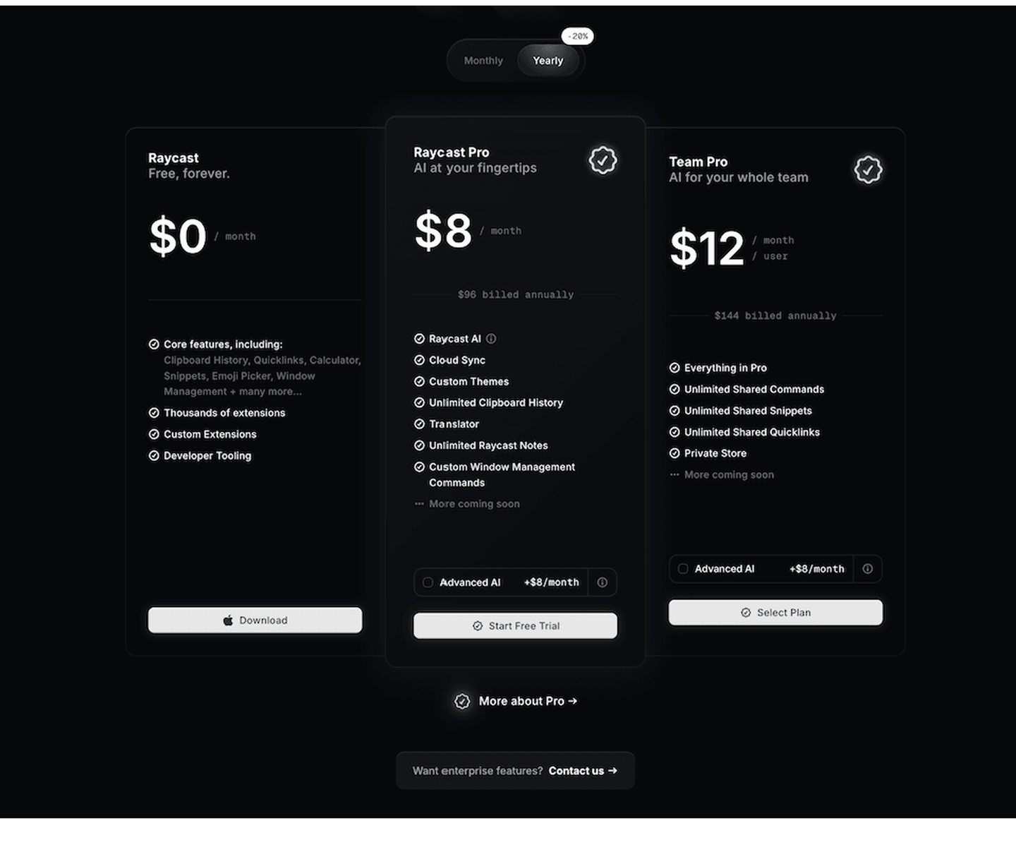 Raycast Pricing