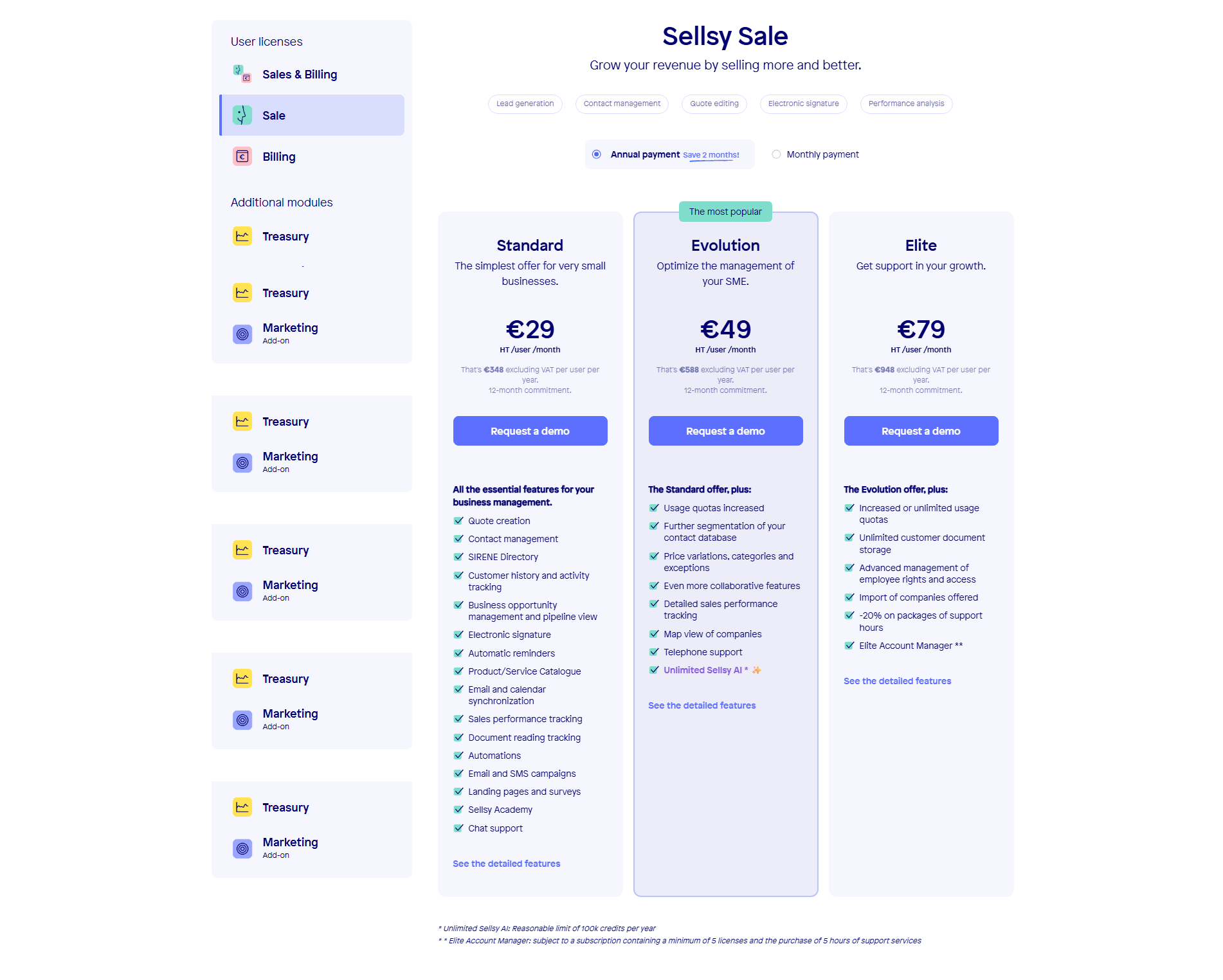 Sellsy Pricing