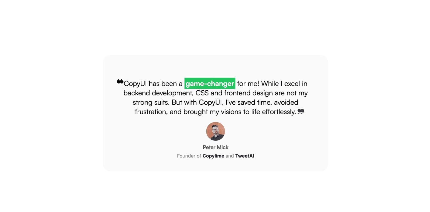 CopyUI Testimonial