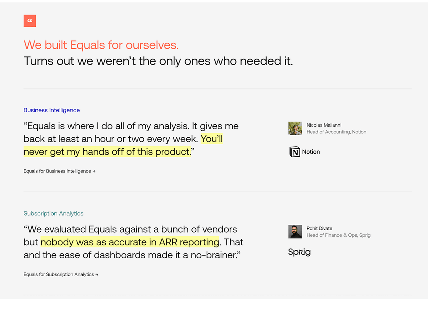 Equals Testimonial
