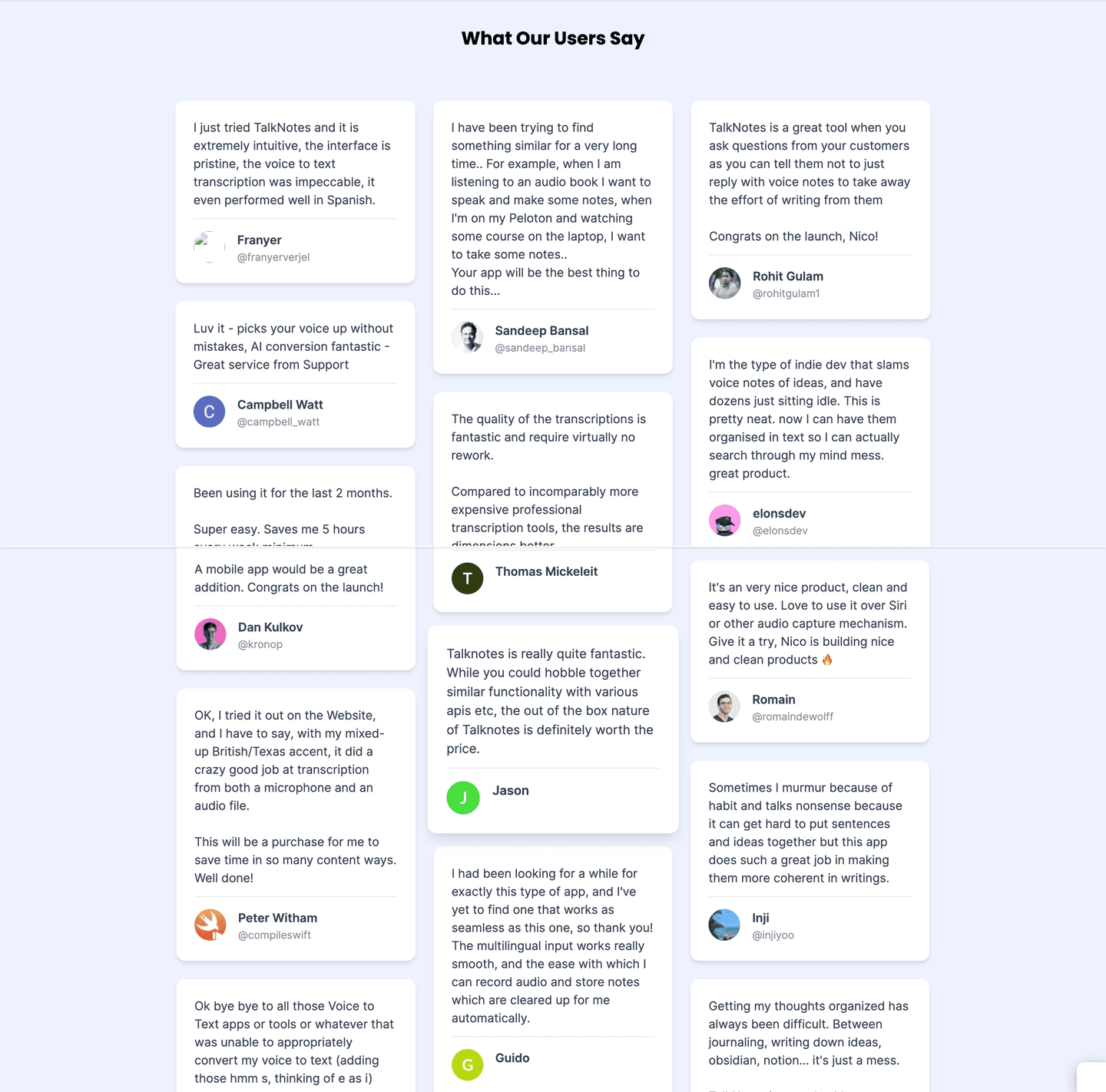 Talknotes Testimonial