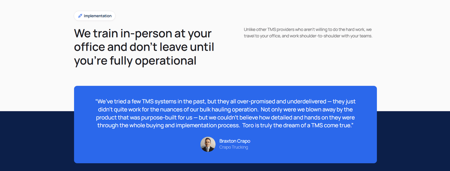 ToroTMS Testimonial