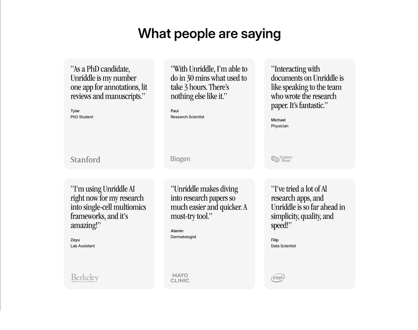 Unriddle Testimonial
