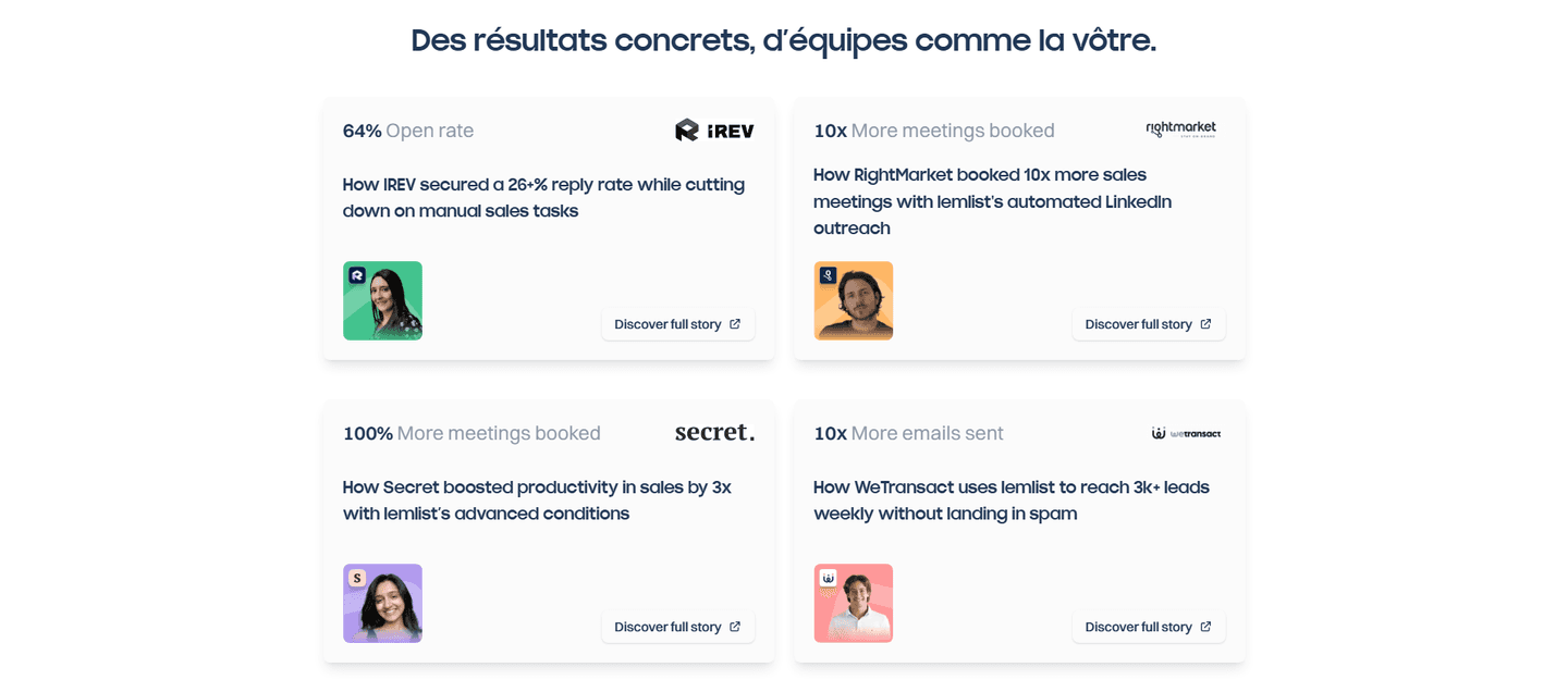 Trust section example from Lemlist